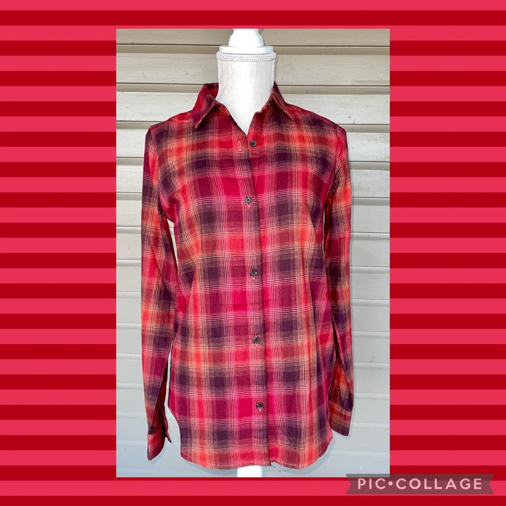 🔴 Old Navy Vibrant Plaid Ladies Button-down Shirt